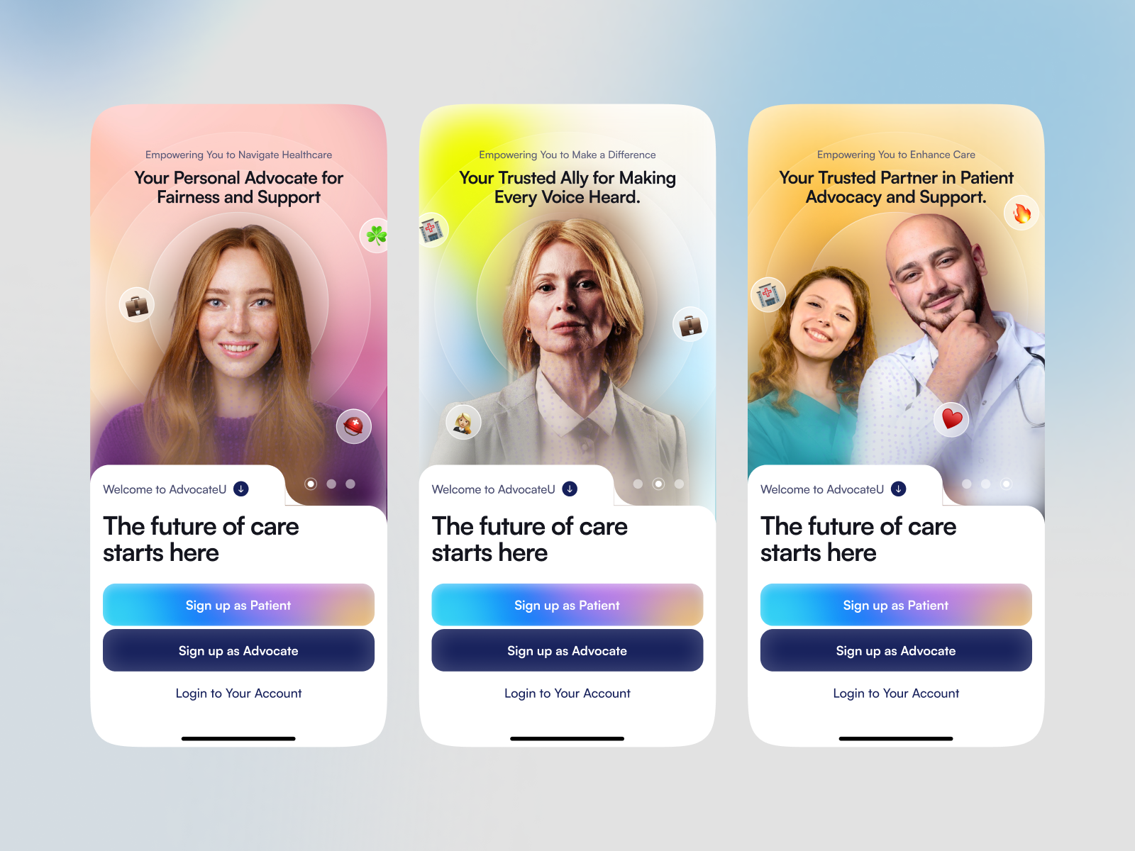 Healthcare App Onboarding UI ✦ Advocate Experience advocacy advocate app design consultant healthcare healthtech mobile mobile app mobile app design mobile design ui ui design ux ux design