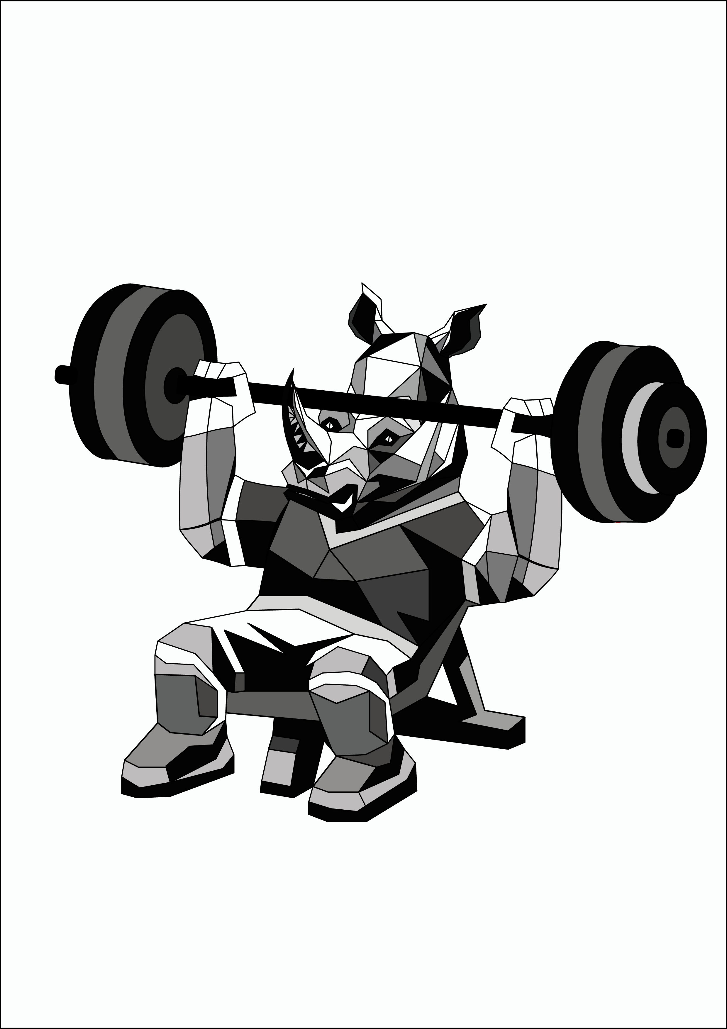 Rhino Ray Bench Press athlete bench press black and white fitness geometric gym lifting low poly minimal muscle polygonal powerlifting ray rhino sports sticker strength workout