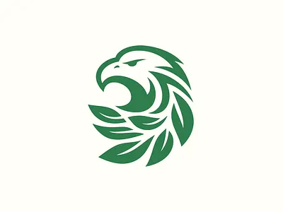 Eagle Head Leaf Logo animal bird eagle eagle head eco ecology falcon green growth hawk illustration leaf leaves mascot natural nature plant strength strong vector logo