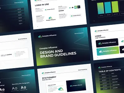 Complex Influence - Design and Brand Guidelines brand book brand deck brand guidelines brand identity brand manual branding business consultancy digital branding guidelines layout design logo styleguide startup strategy style guide visual identity