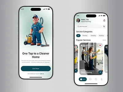 Cleaner Service Mobile App UI Design app design booking app clean design cleaner booking cleaner service cleaning app design inspiration home cleaning home service mobile app mobile app design service app ui design