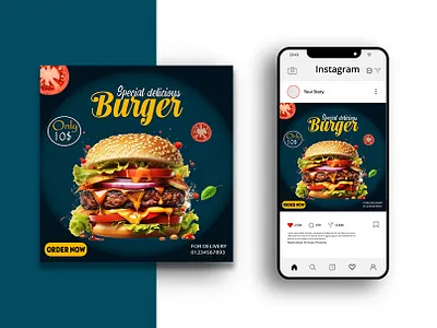 Double Cheese Burger || Social Media Ad Design advertising beef burger burger cheeseburger digital marketing fast food food advertising food branding food design food photography graphic design instagram creative instagram post marketing design mockup social media ad social media design ui design