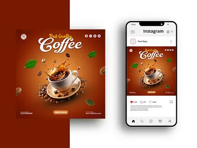 Premium Coffee Splash || Social Media Design advertising advertising design beverage beverage design cafe branding coffee coffee branding coffee design food design graphic design instagram creative mockup product visualization social media social media ad splash effect