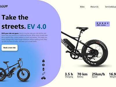 UI - E BIKE Landing Page adobe after effects adobe illustrator adobe photoshop animation branding design figma graphic design graphics interaction design motion graphics ui uiux user interface ux design web design