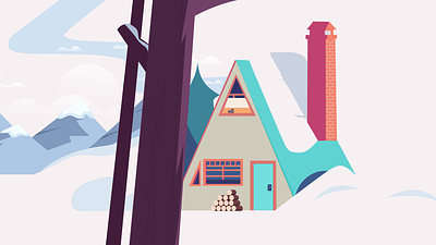 Simple Fake 3D 3d animate animation behance charis christmas cottage design dribbble fake3d motion motion graphics path animate snow snow cabin the cottage winter wooden cabin wooden cottage