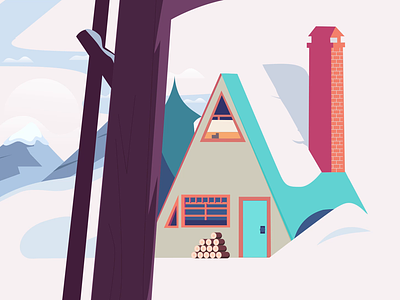 Simple Fake 3D 3d animate animation behance charis christmas cottage design dribbble fake3d motion motion graphics path animate snow snow cabin the cottage winter wooden cabin wooden cottage
