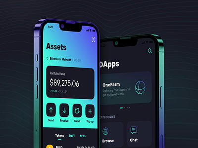 Teleport: Crypto Wallet iOS Application app assets bitcoin blockchain crypto dapp dark design ethereum ios iphone mobile app ui wallet web3
