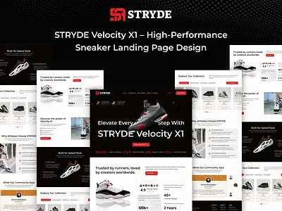 STRYDE – High-Performance Sneaker E-Commerce Website clean creative dark theme design digital digital product ecommerce website fashion fashion website design landing page modern premium product product design responsive web design sneaker landing page sports brand website startup web design