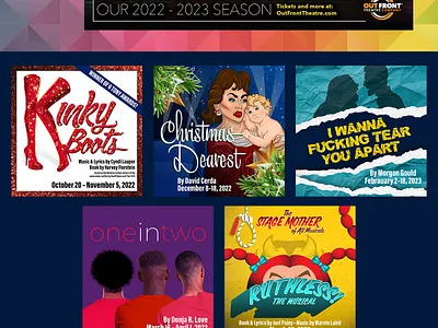 Out Front Theatre 2022-2023 Season Graphics design event graphic design