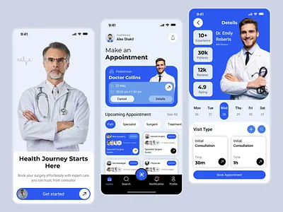 Healthcare Appointment App – Modern UI Design app design app ui design appointment app appointment booking clean ui dashboard ui doctor app figma healthcare medical app mobile app mobile ui modern ui patient app telemedicine ui design ui ux design user experience user interface ux design