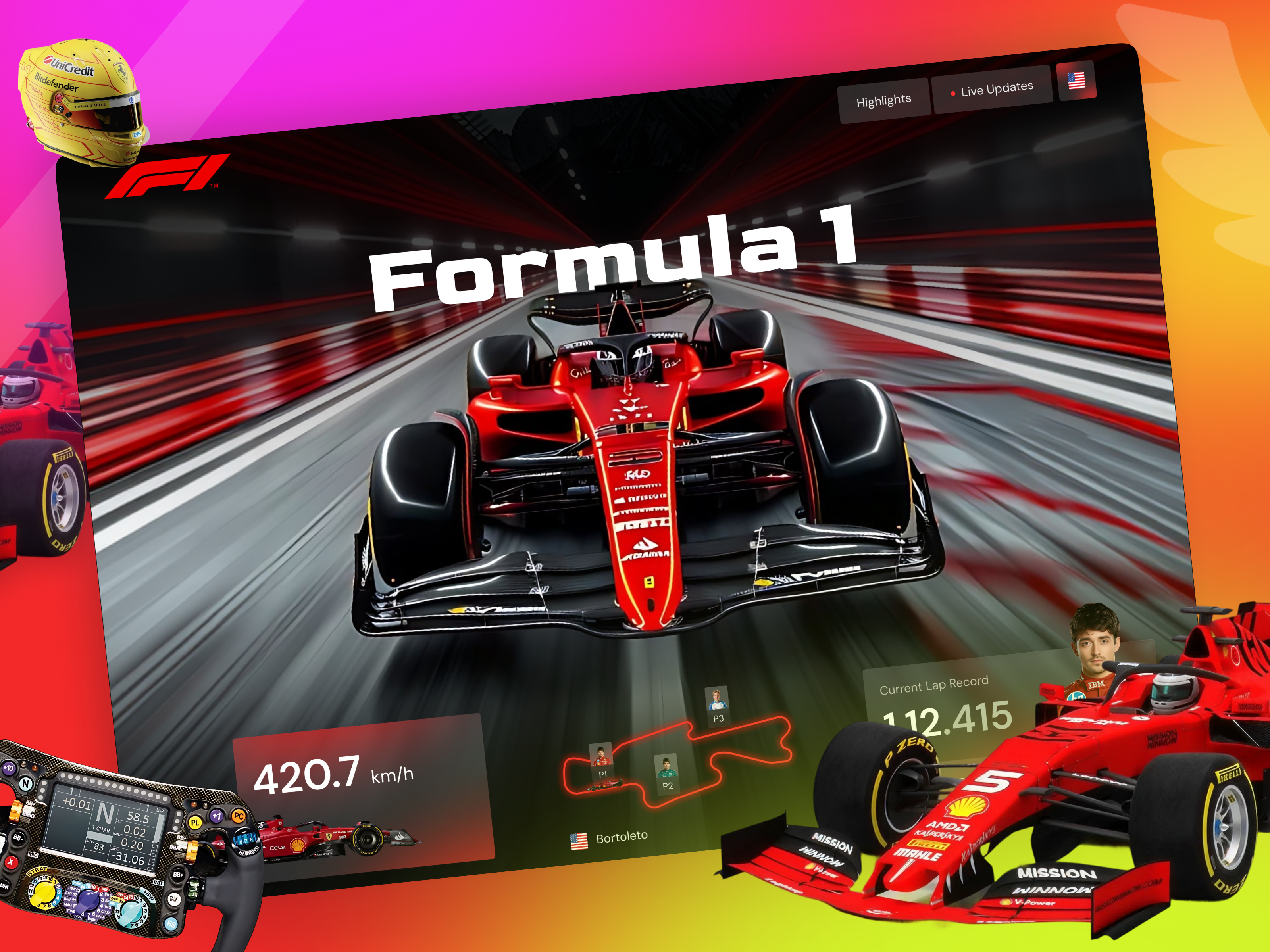 Formula 1 Live Racing Dashboard UI Concept analytics app dashboard ui design f1 formula 1 interface design landing page design live data live tracking motorsport racing racing app sports app uxui visual design web web app design