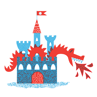 King of the Castle adobe illustrator castle dragon ed emberley editorial editorial illustration illustration texture vector