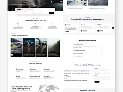 Private Transfer Booking UI branding design landing page ui ux web designm