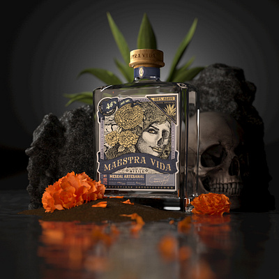 Maestra Vida branding design graphic design label design mezcal mezcal label design spirits label design