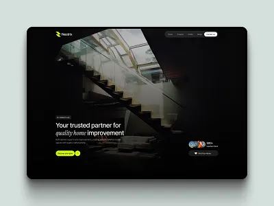 Nestrix — Home Improvement Landing Page Concept clean ui home improvement interior design landing page nestrix ui ux web design