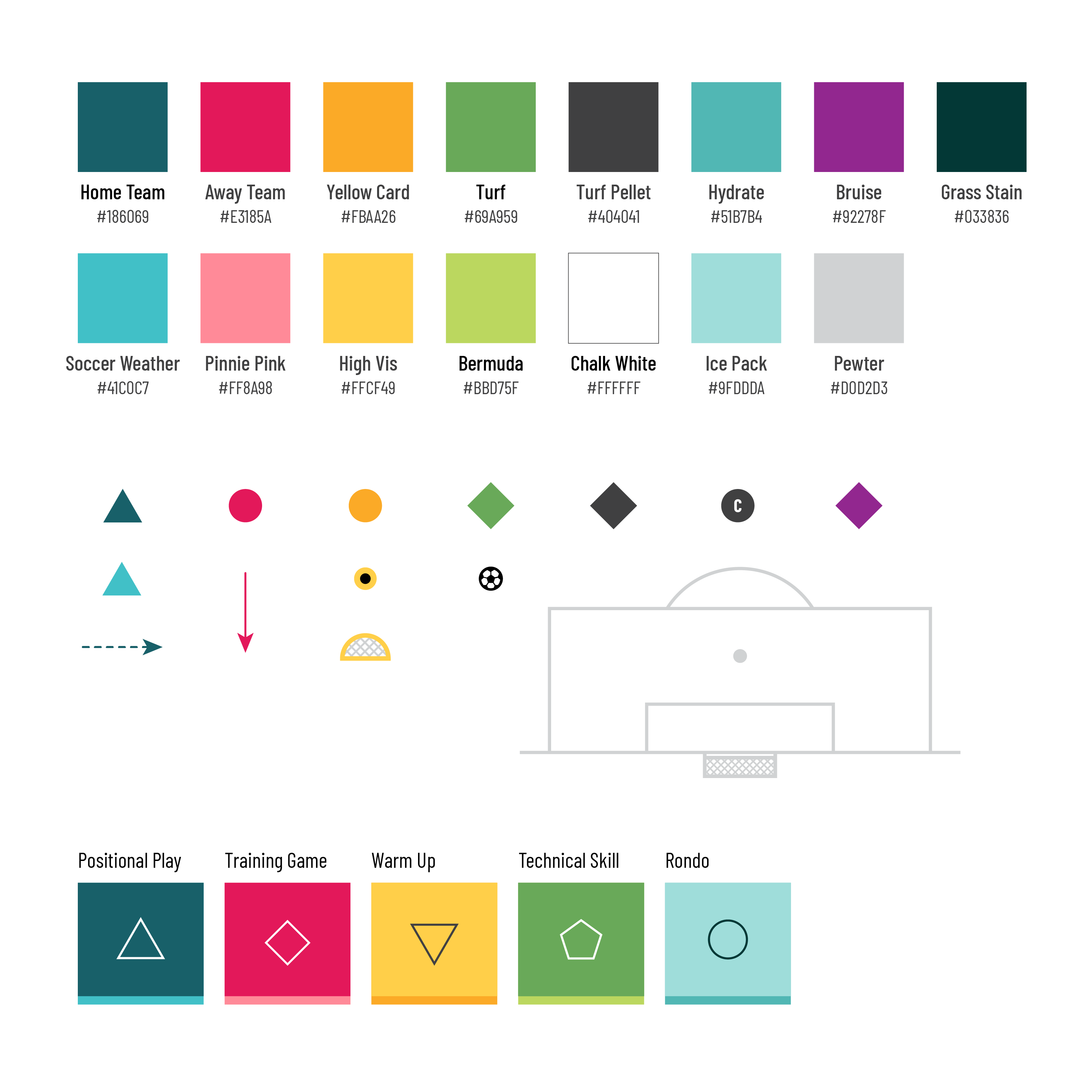 Soccer Diagram System & Color Palette coaching color diagrams drills football palette soccer training