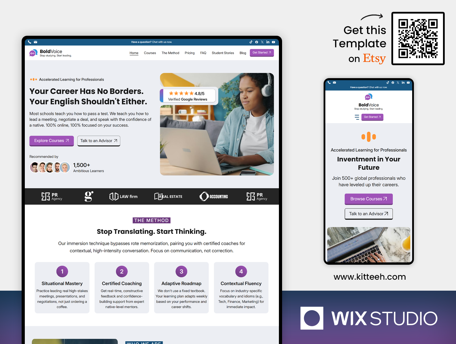 Online Course - Wix Studio Website Template beautiful website coaching website course creator site digital course site education website elearning platform language learning site learning website template online class website online course template school website design training school site tutor website design website template wix studio wix studio website wix studio website template