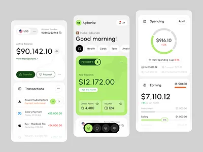 Agibankz - Smart Banking Mobile Dashboard balance bank banking best dashboard design earning elegant finance financial fintech minimalist mobile modern money platform professional spending ui uiuxdesign