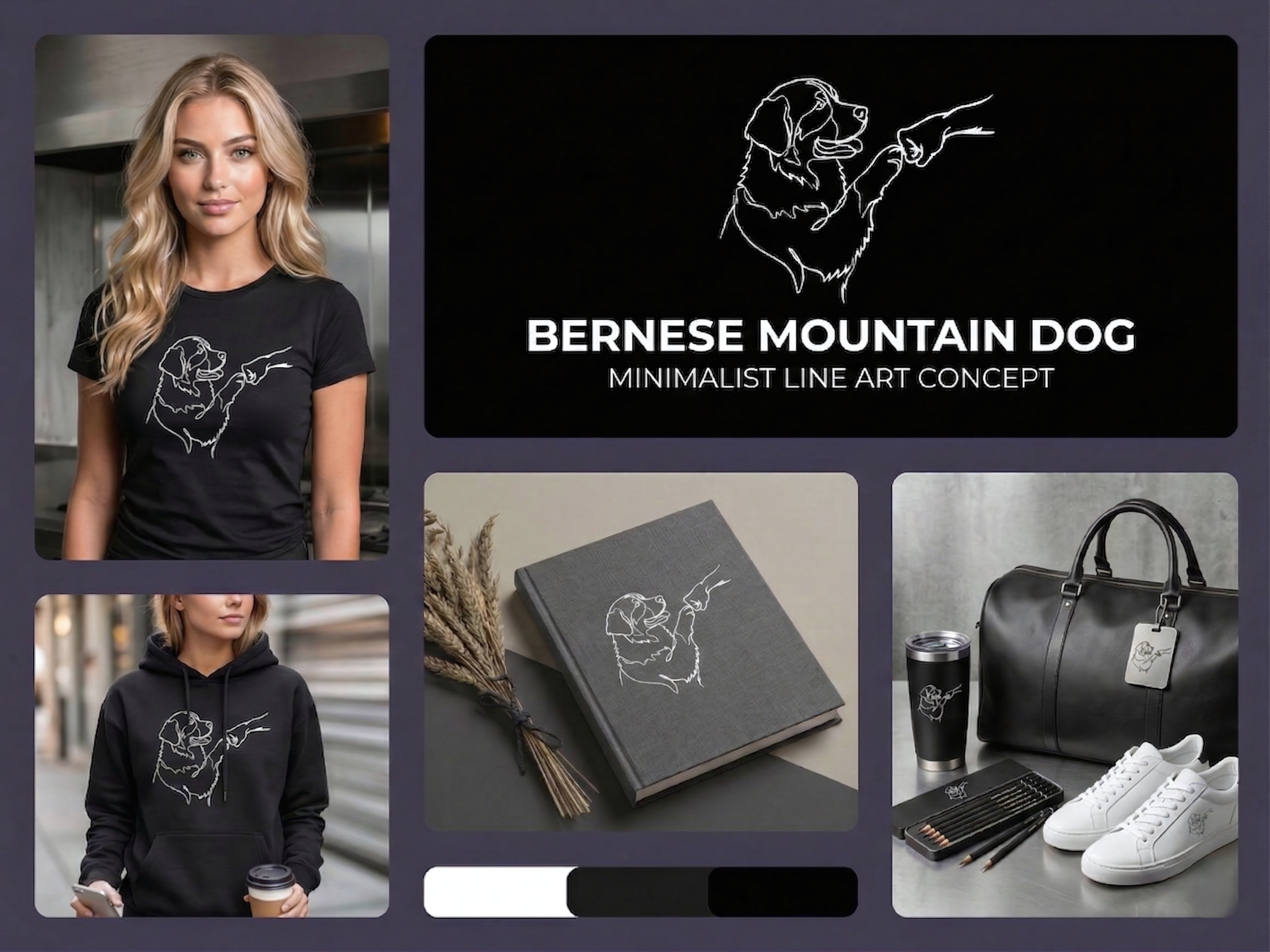 Bernese Mountain Dog | Minimalist Line Art Concept graphic design illustration pod print design shirt shirt design tee