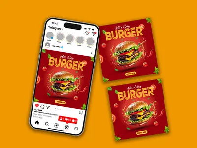 Fast Food Restaurant || Social Media Post Design advertising beef burger branding burger cheese delicious fast food food delivery food promo foodie graphic design instagram post marketing menu poster design. restaurant social media spicy tasty web banner
