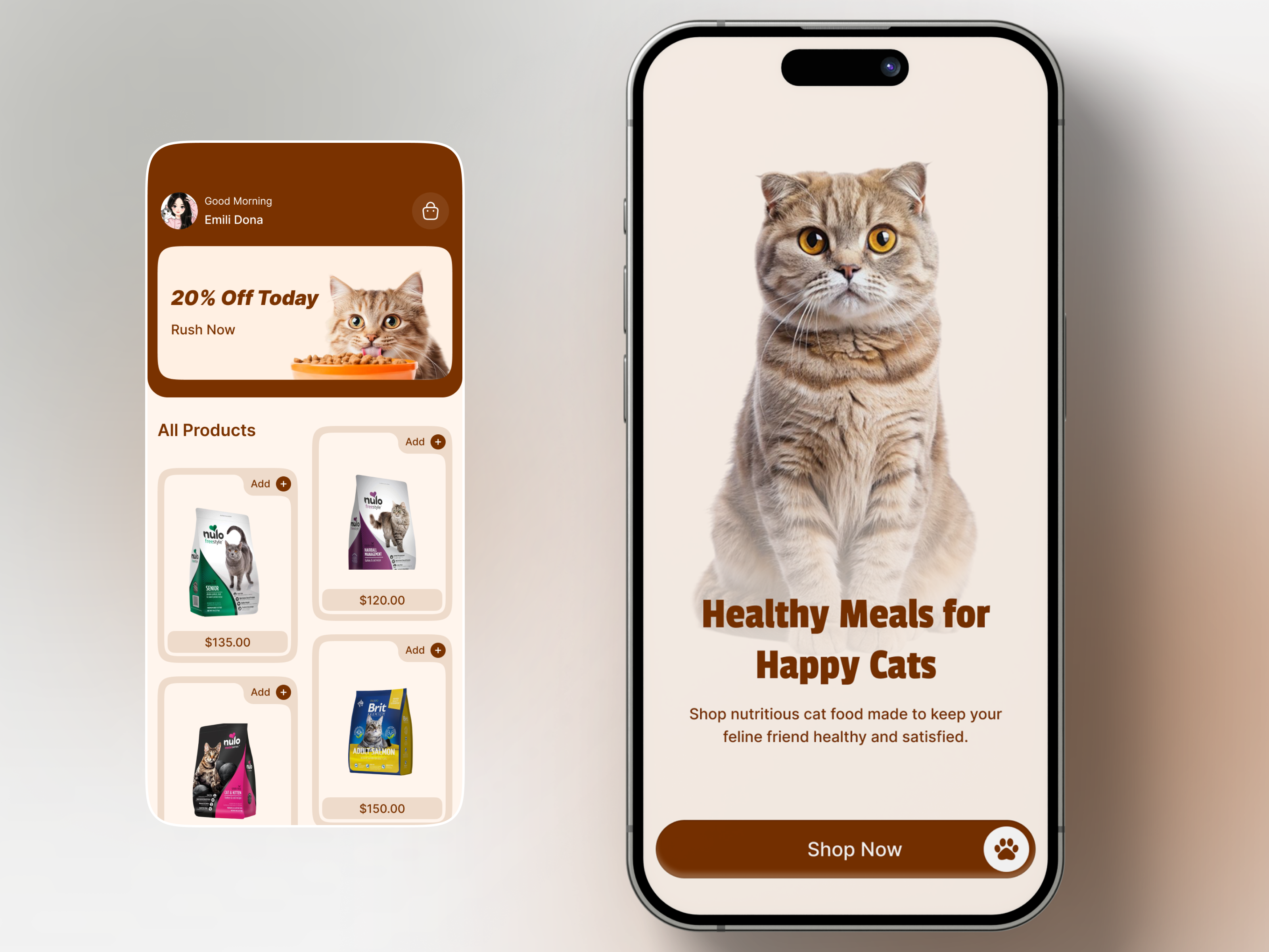 Modern Pet Food Shopping App Design for Mobile app ui best agency cat food e commerce app cat food ecommerce delivery app e commerc e commerce e commerce product figma modernui online shopping online store pet e commerce petcare start up ui uiux