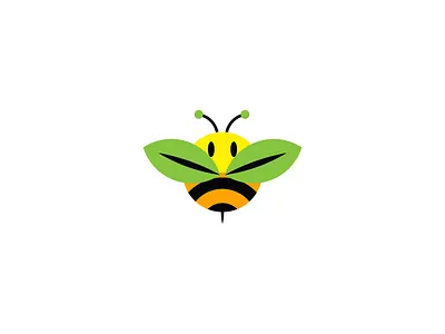 Minimalist Bee Leaf Logo bee logo beekeeping eco brand hexagon hive honey bee honey symbol insect emblem leaf bee logo minimal bee nature logo pollination