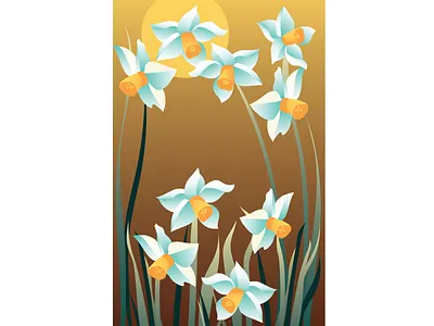 Daffodils Icon daffodils florals flowers graphic design icons illustration licensing