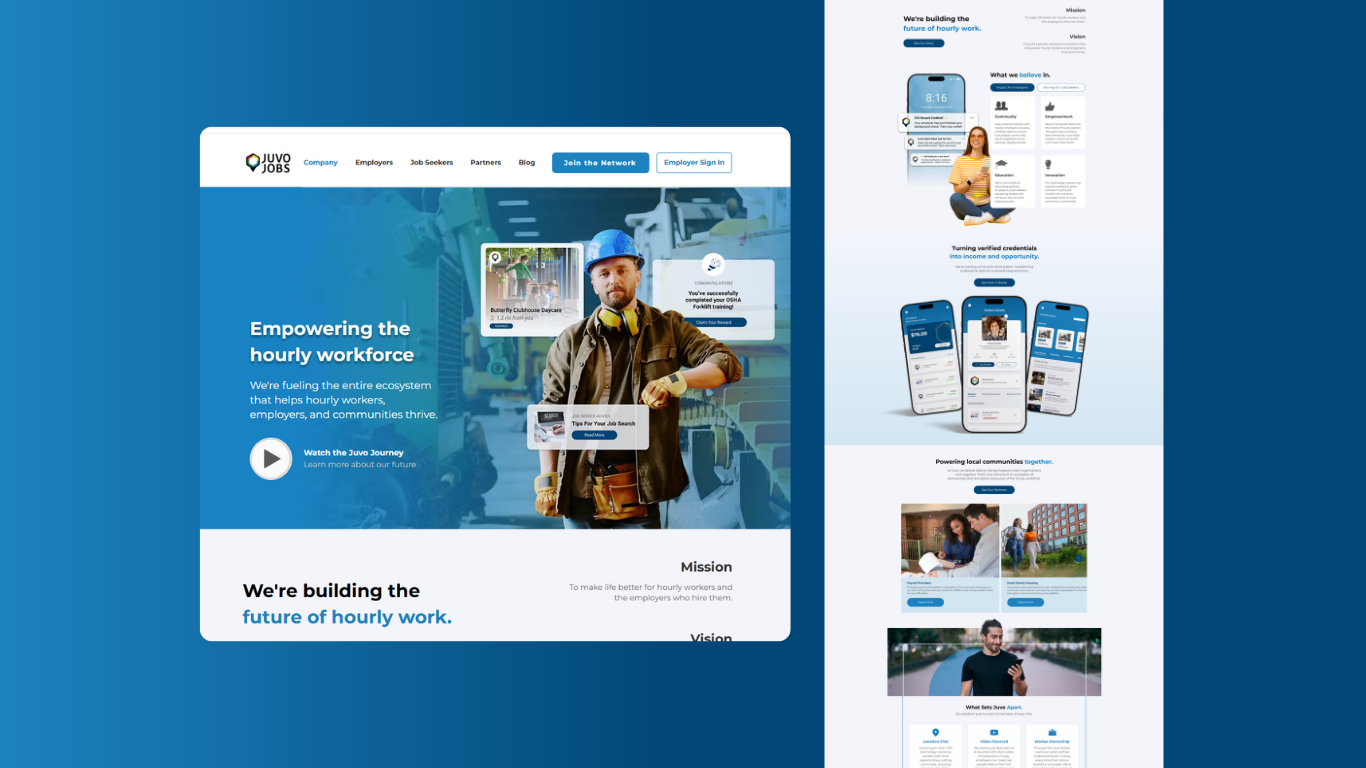 Our Mission Website Design | Jobs App Platform app app screenshots app website brand awareness brand page branding design graphic design mission mission page mission website startup startup app startup website tech company branding tech website ui ux web development website design