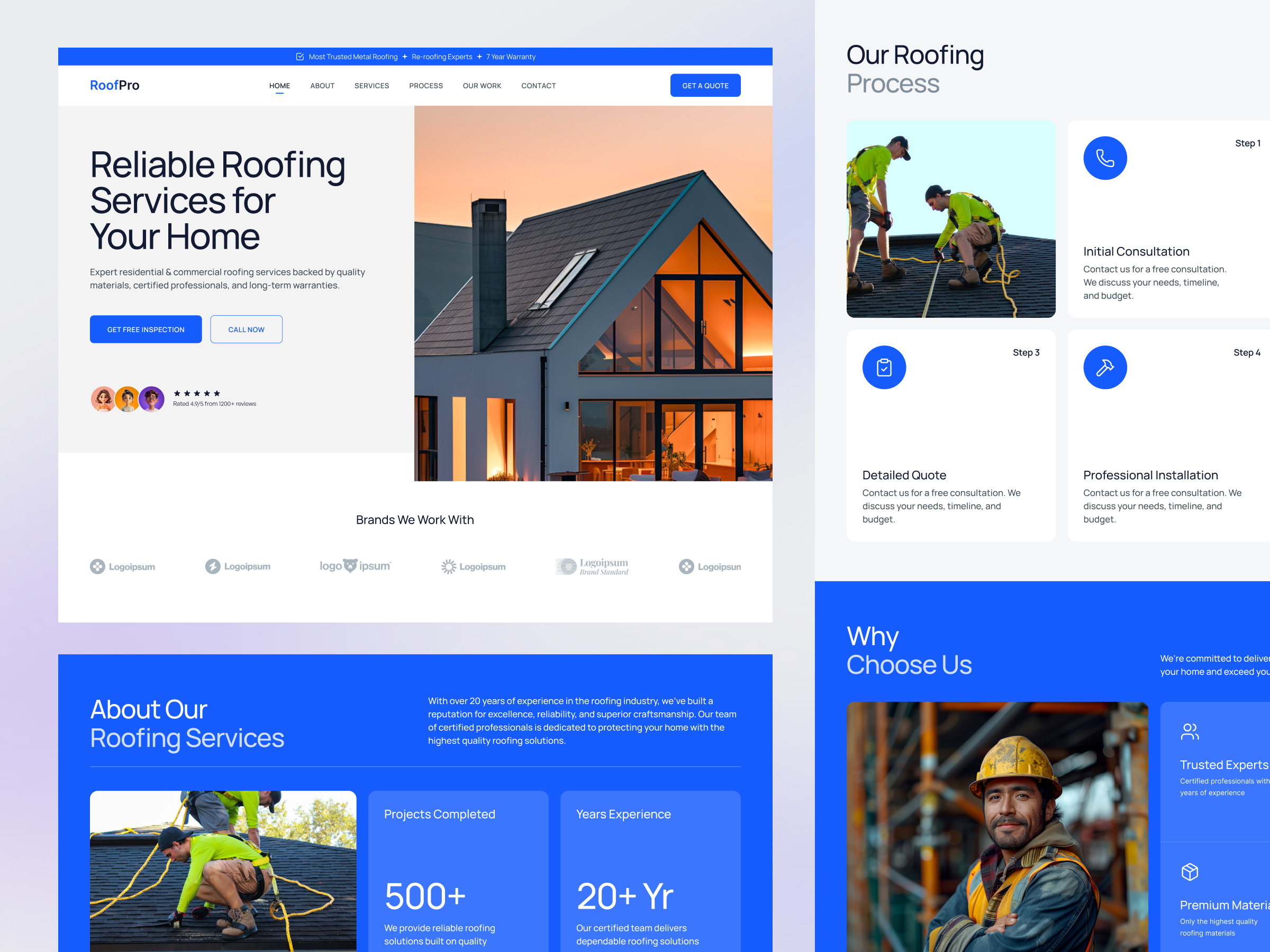 Example of RoofPro - Home Services Website