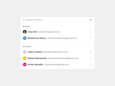 Command Menu - Light & Dark Mode command menu figma product design ui design user experience user interface ux design web design
