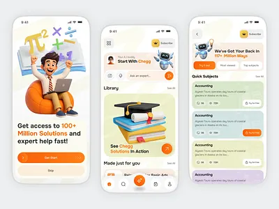 AI Learning App – Smart Education Mobile App UI/UX Design 3d illustration ai app ai education app app design dashboard edtech education app figma learning app mobile app mobile ui product design startup ui design ux design
