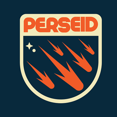 Perseid badge comet design illustration logo meteor shower outer space patch perseid retro space design vintage