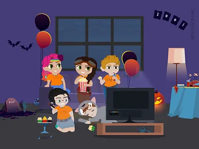 Movie Night animation graphic design halloween illustration