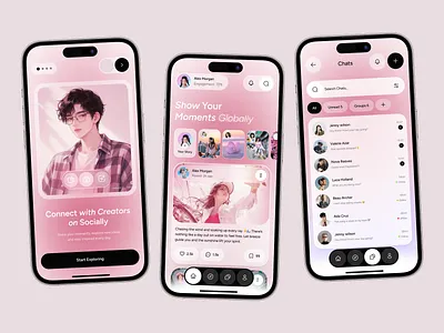 Community & Chat App UI Design android app concept app design community app dark mode app design group chat ui interface ios app design mobile app mobile app ui photo sharing product design social app social networking user interface