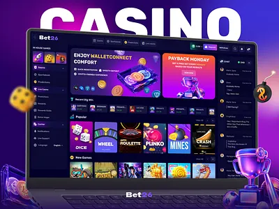Bet26 Gaming Platform Interface Design betting casino casino app casino dashboard casino interface casino platfrom casino ui casino website design gambling website gaming dashboard gaming interface illustration live casino mobile mobile app online casino user experience webdesign website design