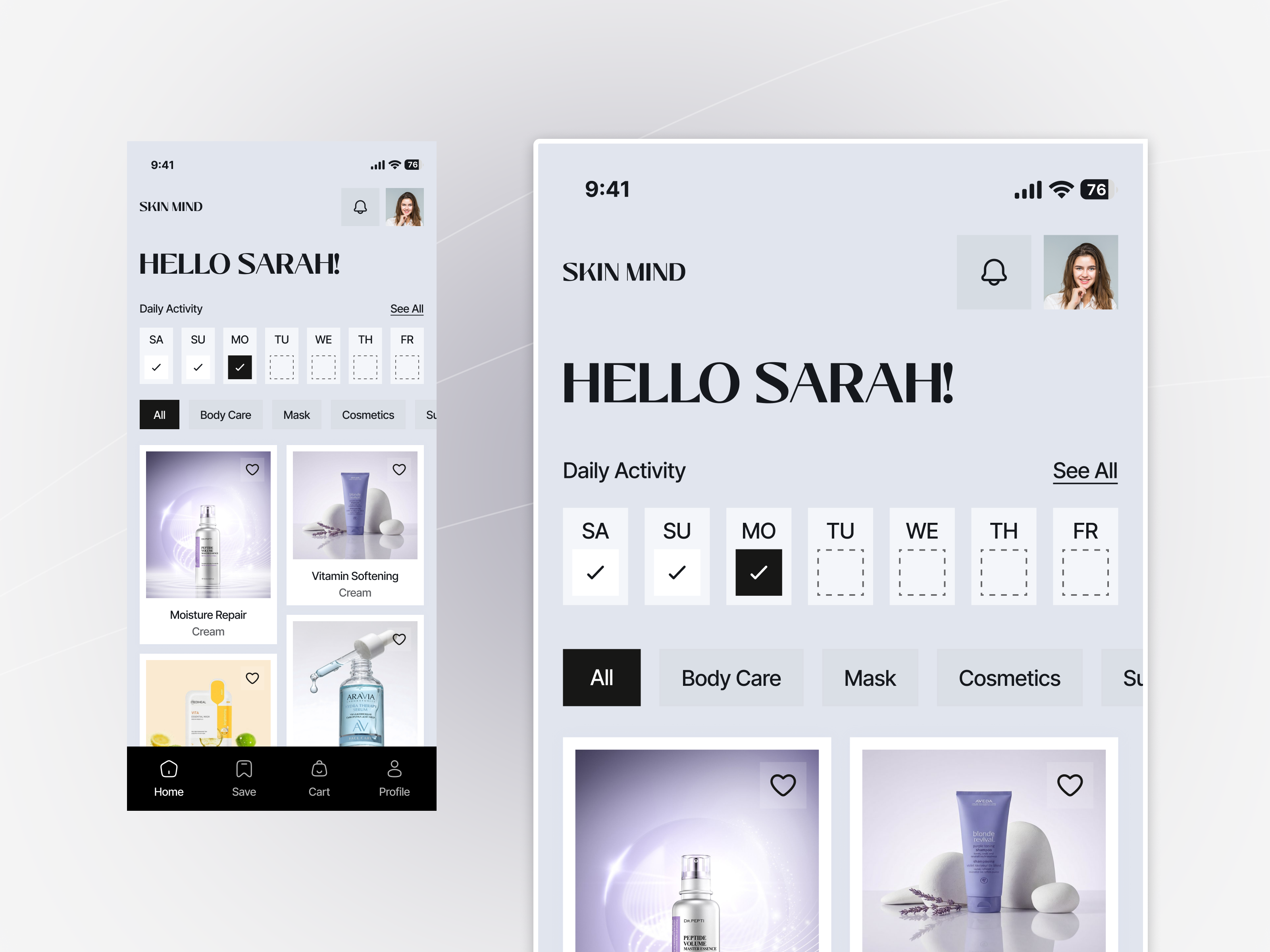 PureSkin – Skincare Dashboard Experience beauty app ui beauty routine tracker clean ui ux cosmetic app ui ecommerce beauty app health and beauty app lifestyle app ui minimalist ui design mobile app mobile dashboard ui modern app design product showcase ui self care app skincare app skincare dashboard skincare mobile app skincare ui kit user friendly design web wellness app design