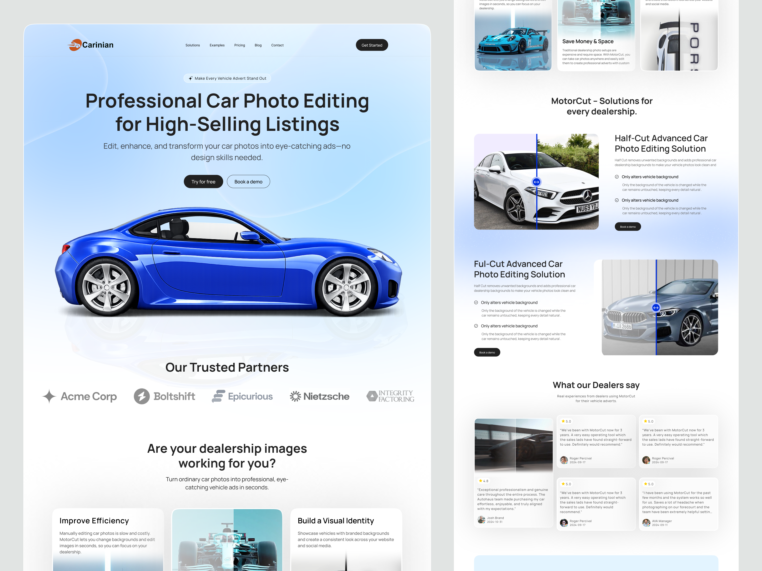 Car Photo Editing SaaS – Website UI/UX Design automotive car editing interface product saas service startup ui ux web website