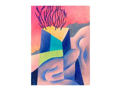 Glacier (Ice Block No. 10) abstract art artwork block color concept contemporary crystals drawing fantastic glacier hand drawn ice illustration mood pecnil pink snow winter