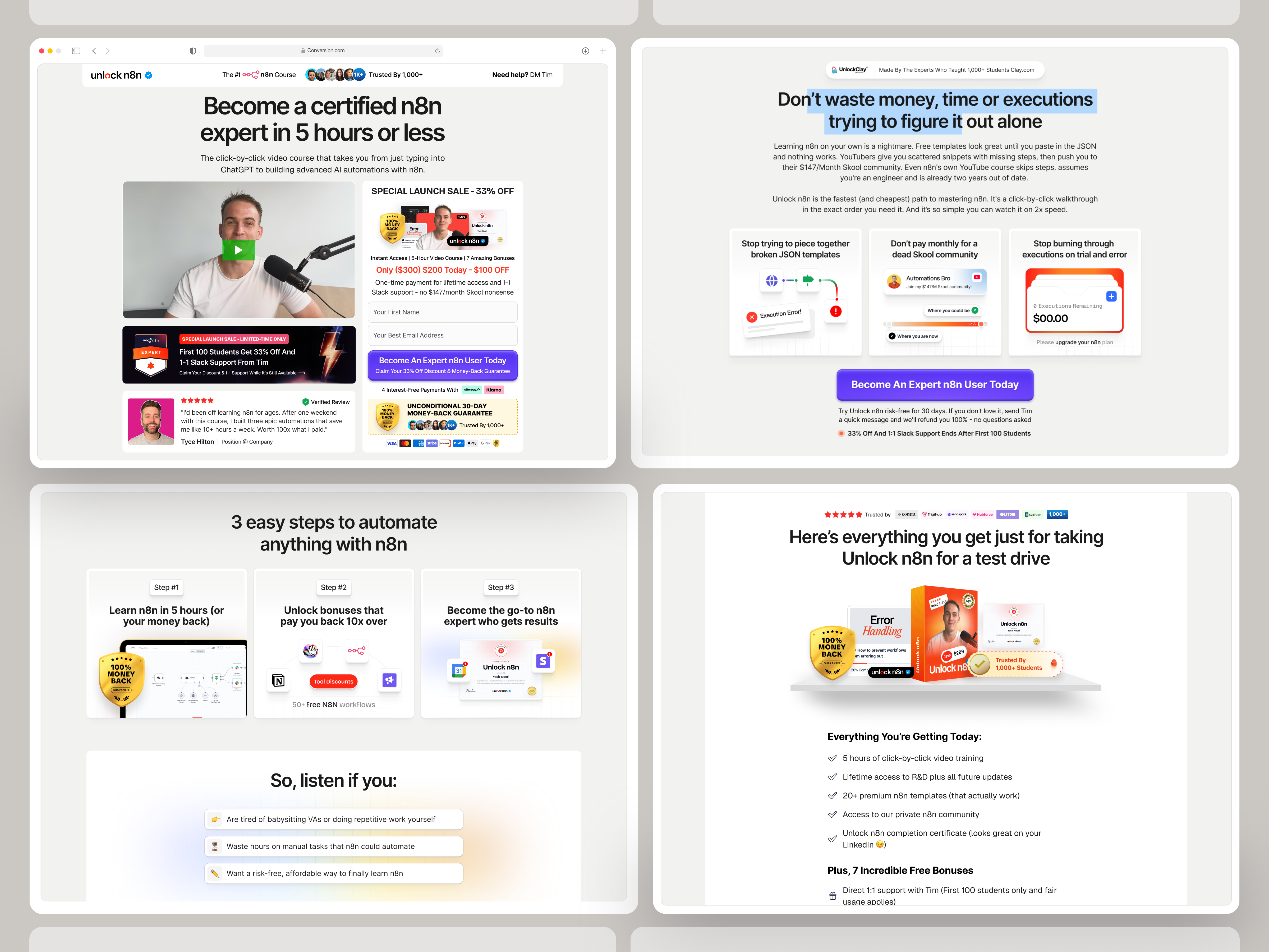 Example of Unlock n8n — Full Landing Page Design