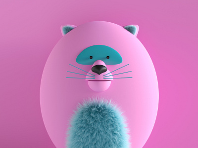 Chubby is a cartoon cat with an unusual sense of style 3d animal branding design domestic animal graphic design illustration pink