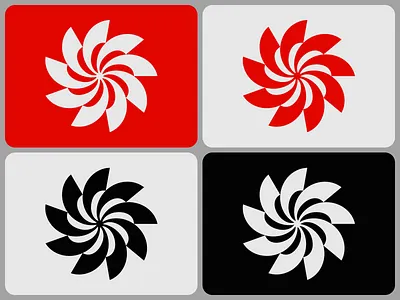 Logomark black bold branding business circle company flower graphic design grey icon logo logo design logotype minimal negative space presentation red simple sun symbol