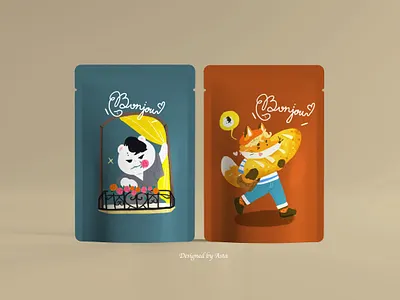 Bonjour pouch branding food fox graphic design ill illustration packaging