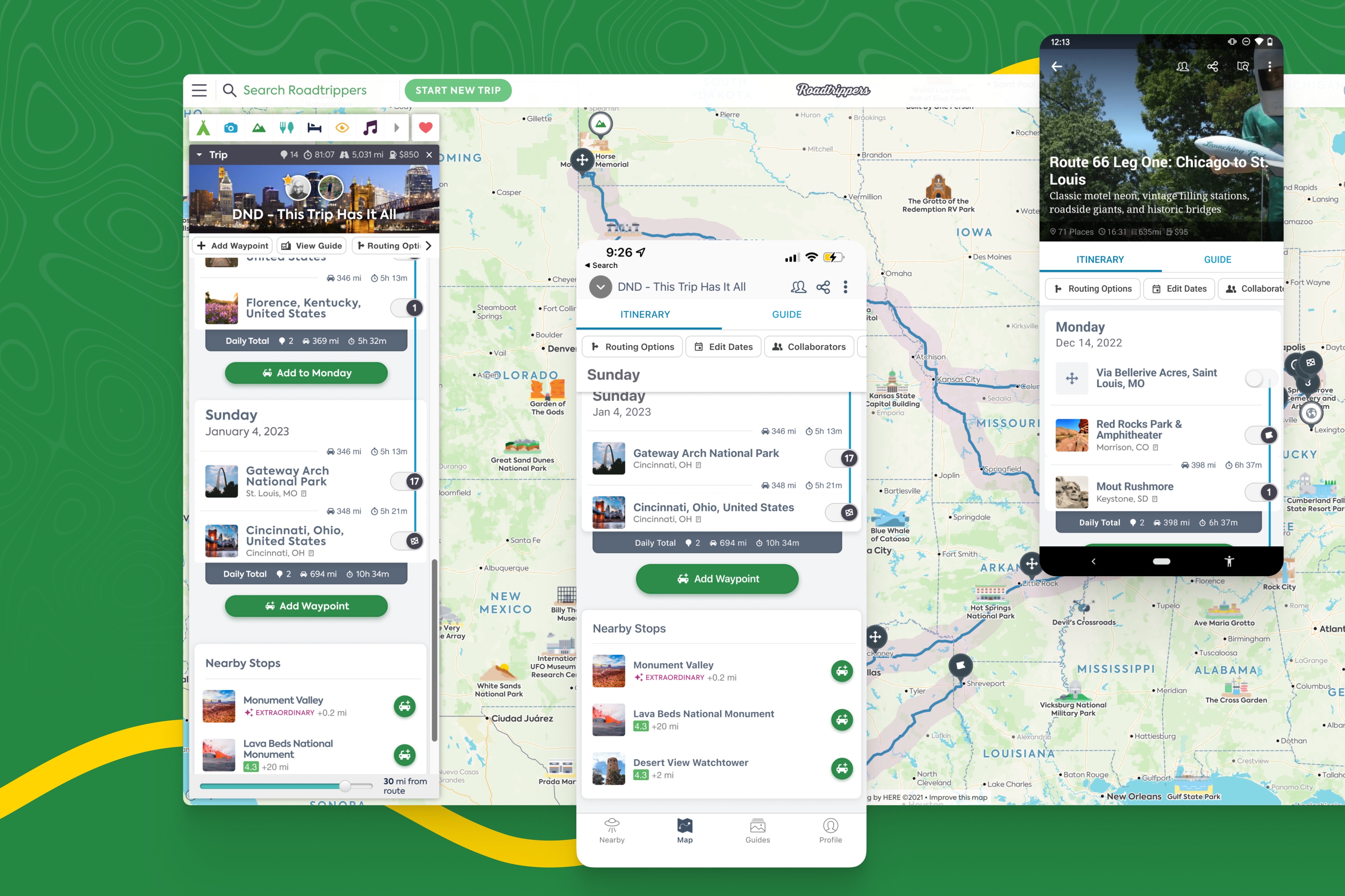 Roadtrippers — Trip Itinerary Across Web & Mobile