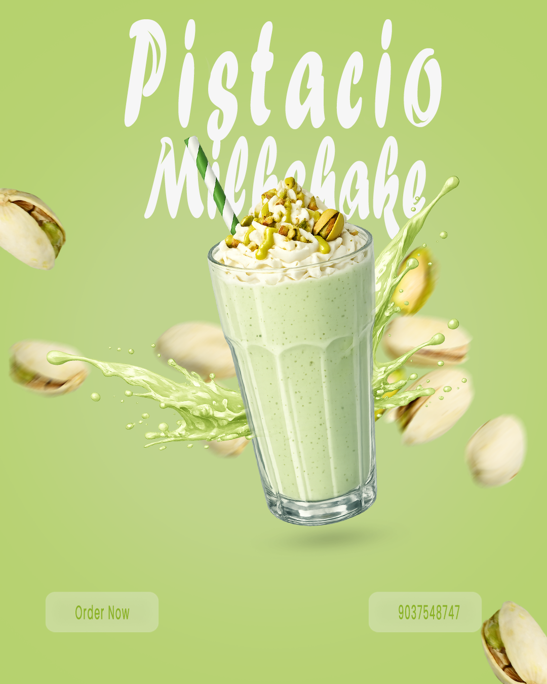 Pistacio Milkshake poster Design 3d animation branding creative design design graphic design illustration logo milkshake poster desig poster ui ux vector