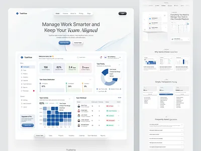 TaskFlow Responsive SaaS Landing Page interface product service startup ui ux web