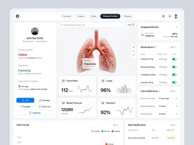 Osmolax - Patient Profile ai health dashboard dashboarddesign digitalhealth health healthapp healthcare healthcareux healthtech medtech patient profile profile page remotepatientmonitoring saas telemedicine ui