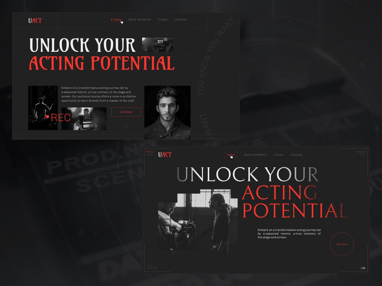 Acting Course Website — Cognitive Web Collage Concept acting acting school art direction cognitive web collage collage design concept design creative design dark aesthetic digital collage education website experimental design hero section landing page modern website online course ui ui design ux design visual storytelling web design