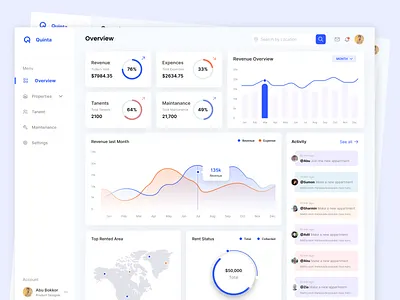 Quinta- Real Estate Property Dashboard apartment architecture clean commercial dashboard dashboard design home house product properties property management dashboard real estate real estate website real world real world assets realestate smart property ui design web design