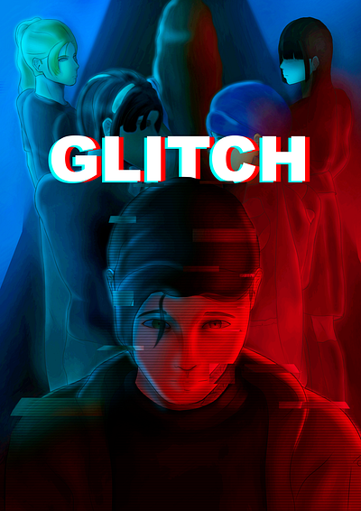 Portada ilustrada para un libro de wattpad- Glitch book design design character illustration