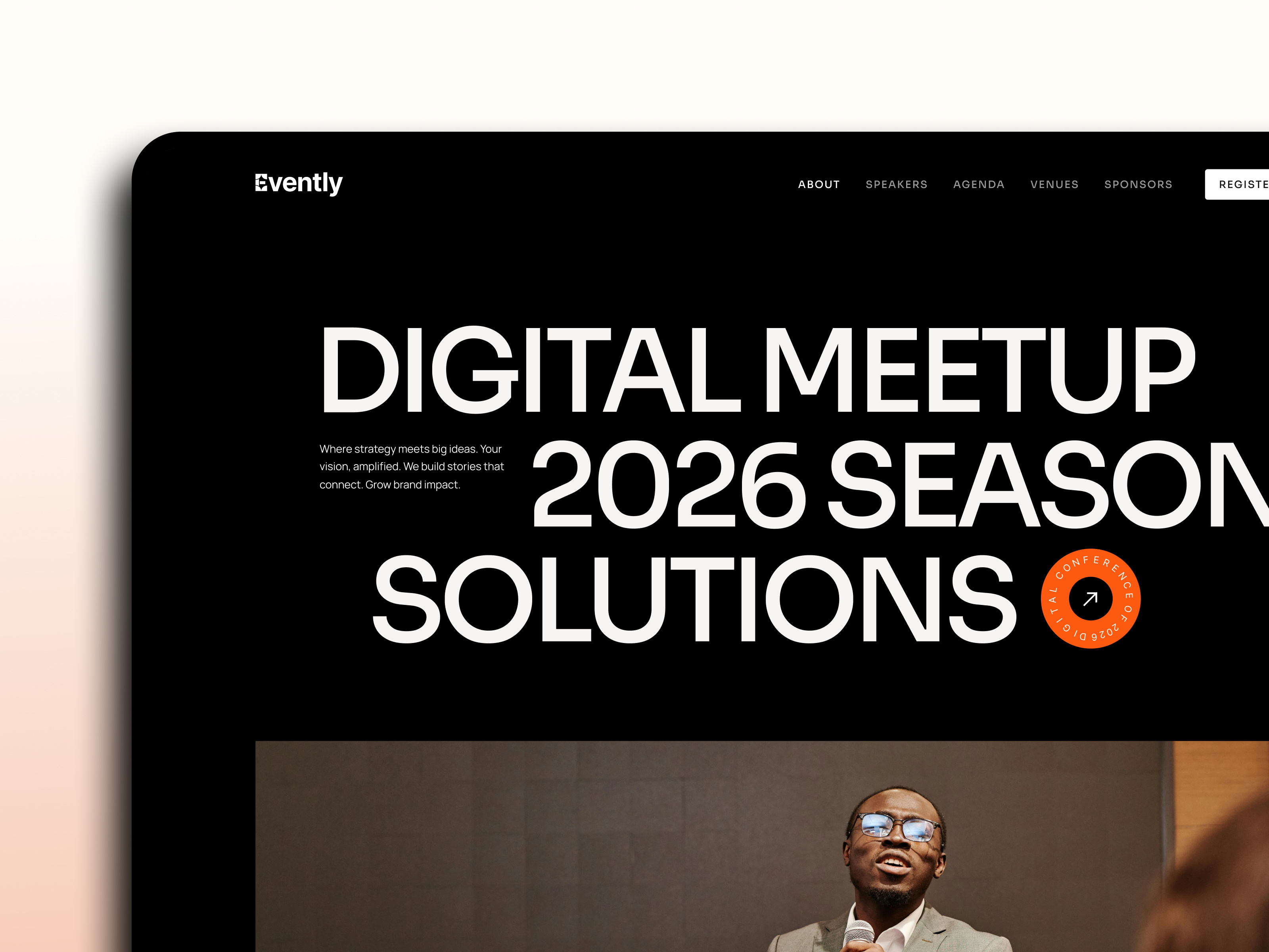 Evently — Digital Meetup 2026 Landing Page darkmode eventdesign landingpage ui ux webdesign